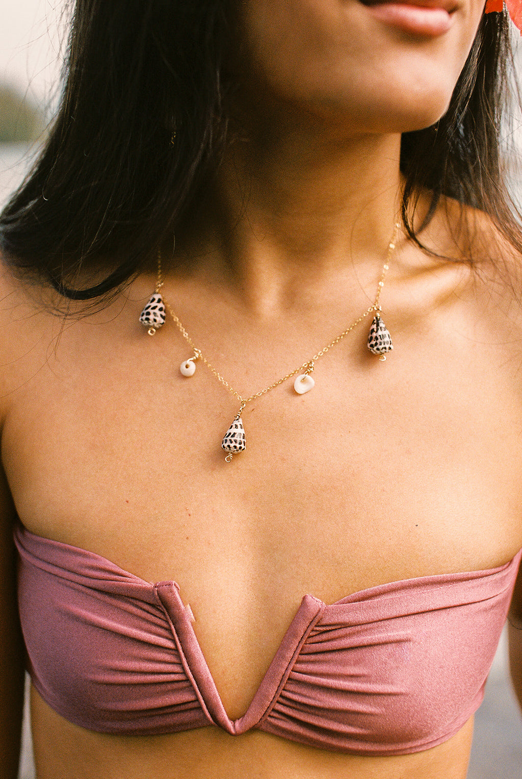 Hebrew Shell Charm Necklace in Gold Filled 18 inch