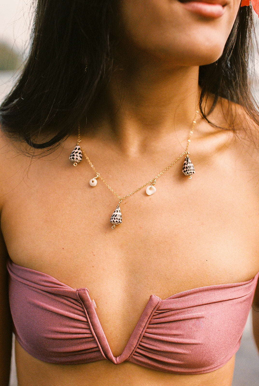 Hebrew Shell Charm Necklace in Gold Filled 18 inch