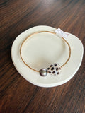Gold Filled Bangle w/ Tahitian Pearl and Hebrew Shell Size 8 12g