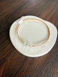 Gold Filled Bangle w/ Three Jade Beads Size 8 12g