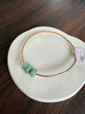 Gold Filled Bangle w/ Three Jade Beads Size 7.5 12g