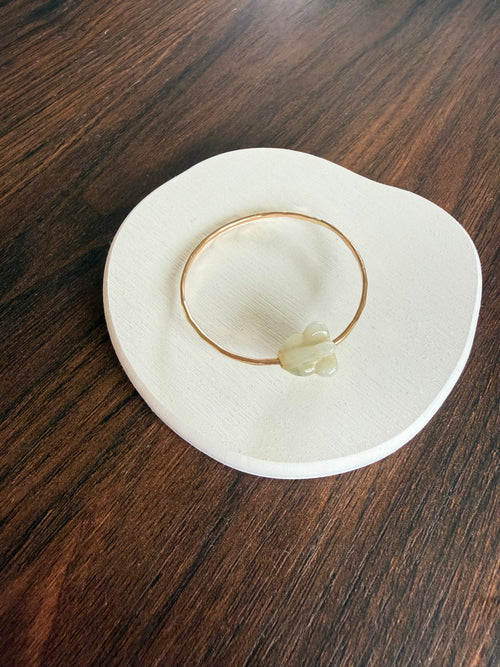 Gold Filled Baby Bangle w/ Jade Crown Flower Size 5.5 14g