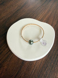 Gold Filled Baby Bangle w/ Tahtitian Pearl Size 5.5 14g