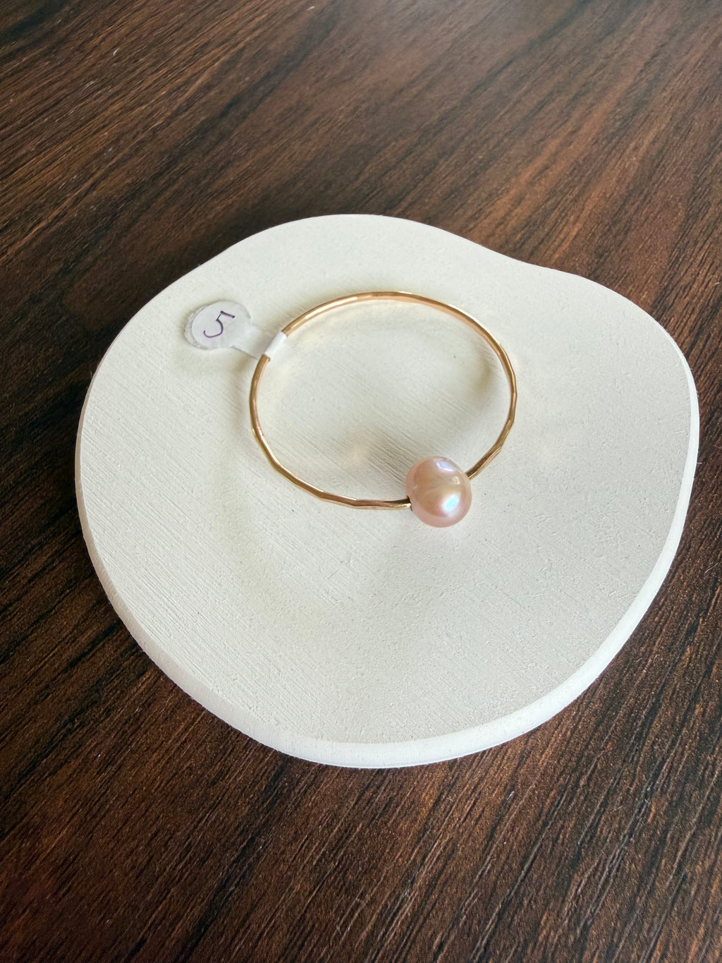 Gold Filled Baby Bangle w/ Pink Edison Pearl Size 5 14g