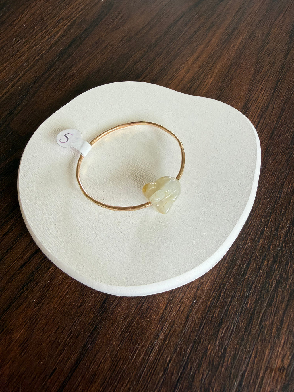 Gold Filled Baby Bangle w/ Jade Crown Flower Size 5 14g