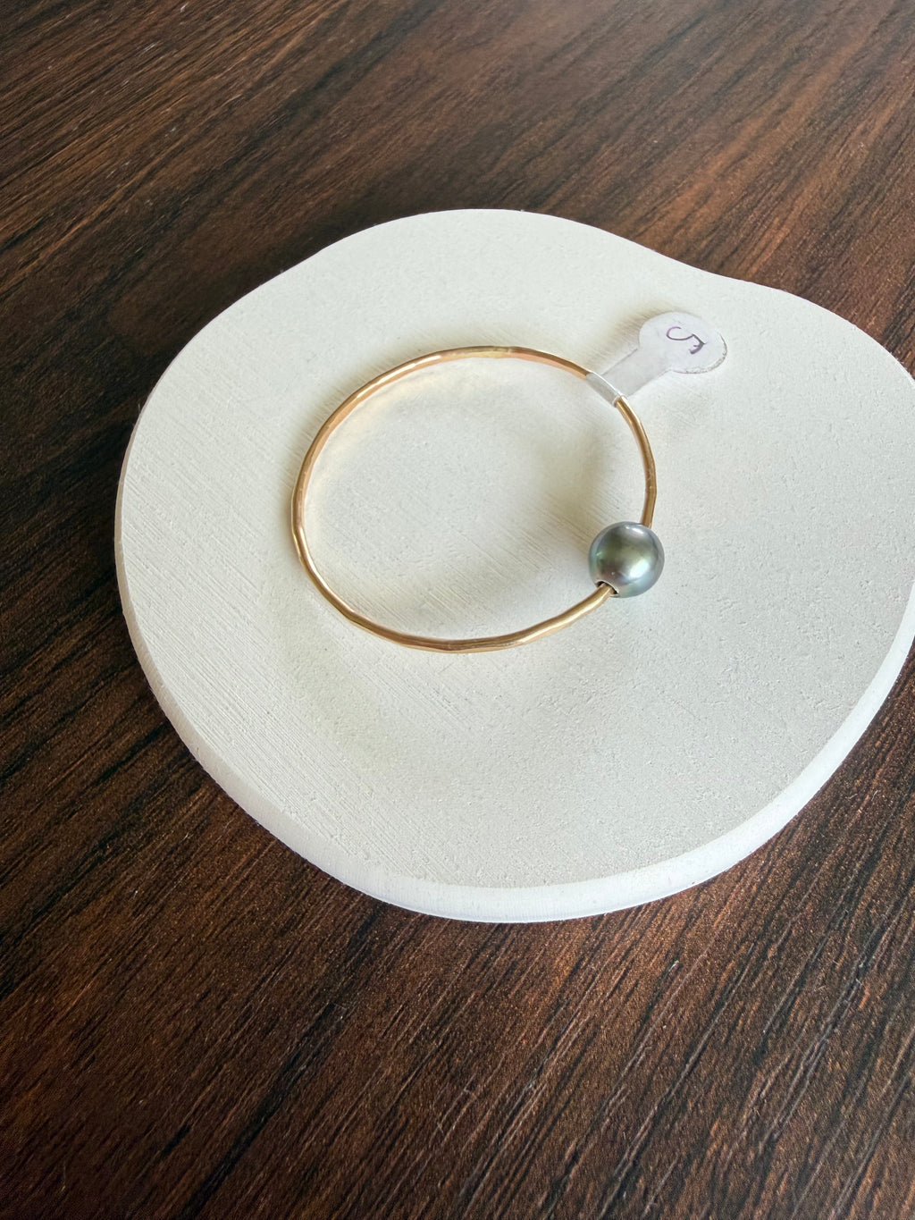 Gold Filled Baby Bangle w/ Tahtitian Pearl Size 5 14g