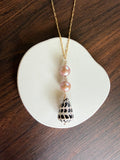 Gold Filled Pink Edison Pearl & Hebrew Shell Lariat 18"