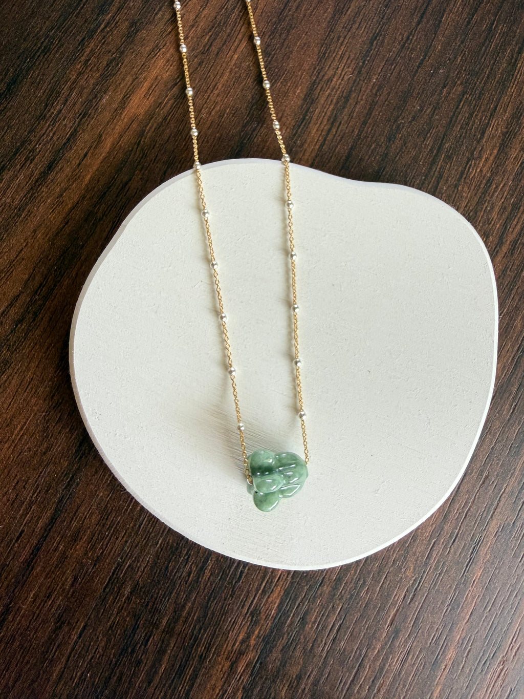Gold Filled Floating Jade Crown Flower 18"