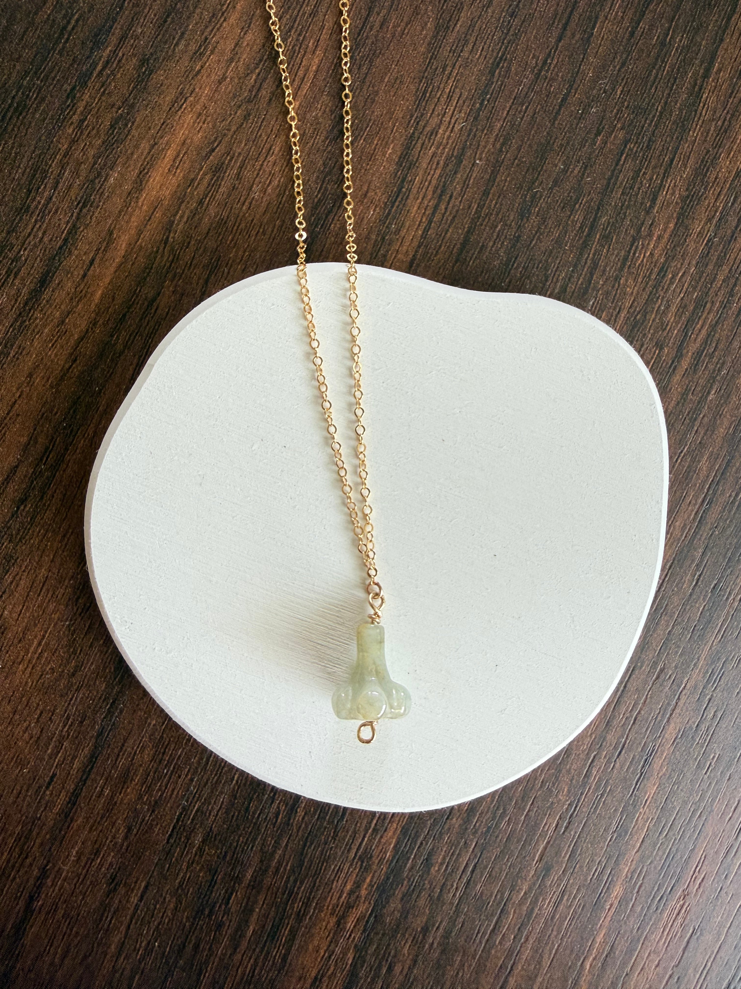 Gold Filled Drop Puakenikeni Jade Necklace 18"