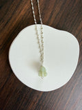 Sterling Silver Drop Crown Flower Jade Necklace 18"