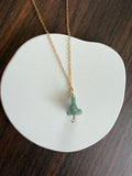 Gold Filled Drop Puakenikeni Jade Necklace 18"