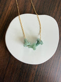 Gold Filled Floating Three Jade Puakenikeni  18"