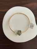 Gold Filled Bangle w/ Two Jade Flowers Size 6.5 12g